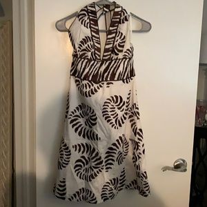 Brown and white seashell boutique halter dress